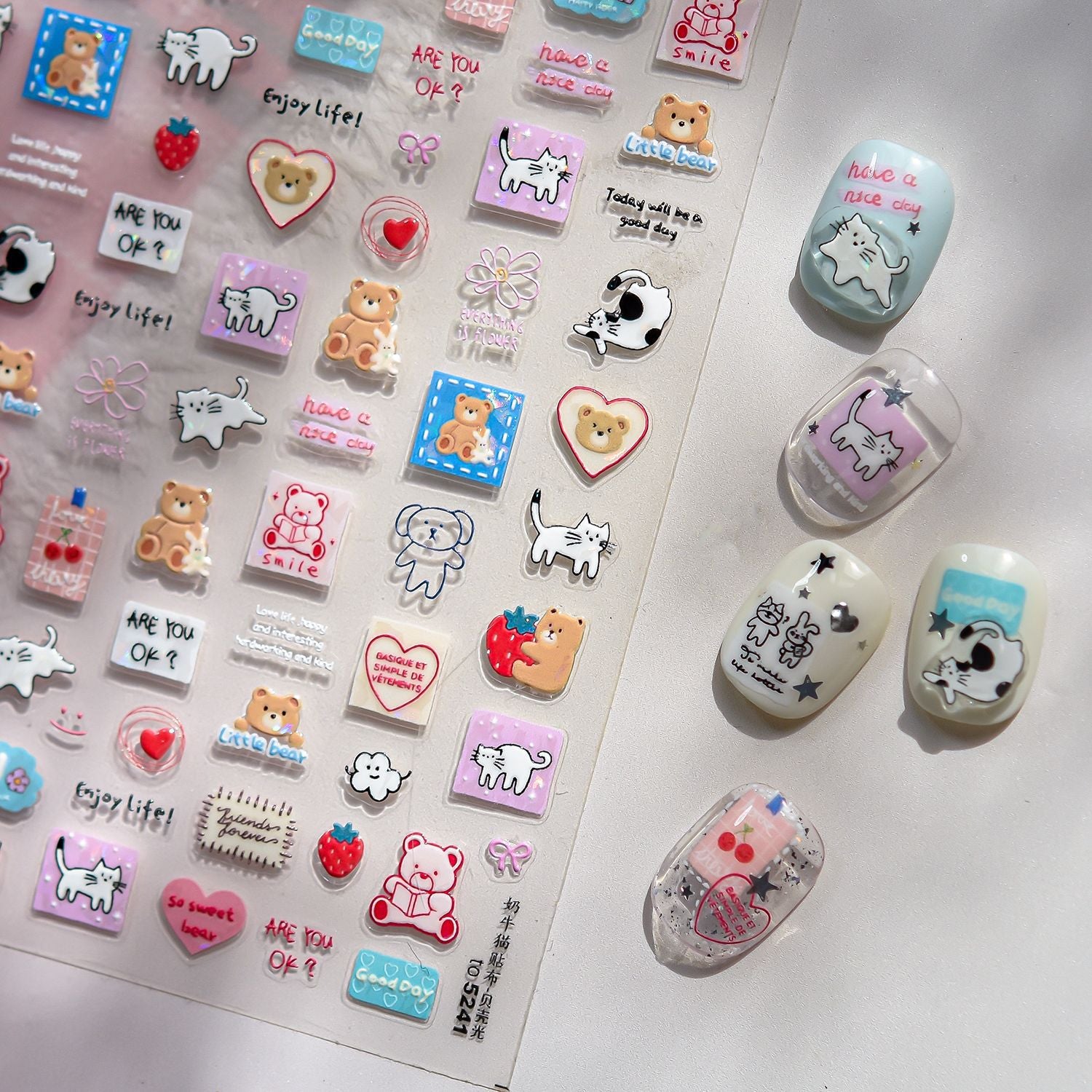 Retro Cartoon Collection: "Vintage Doodle" – 3D Embossed Nail Sticker