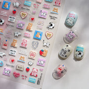 Retro Cartoon Collection: "Vintage Doodle" – 3D Embossed Nail Sticker
