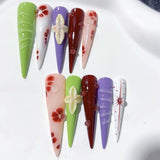 Colorful Floral Sculpted Art Statement Press On Nails