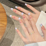Gradient Geometric Lines Personalized handmade press on nails Art Gradient Future Technology Lines Handmade Finished Products Wear Nail | 365nails