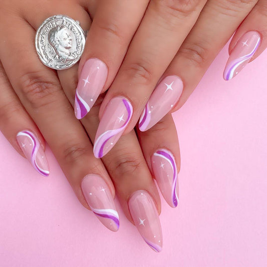 Wave Simple Series Pointed Press on  Finished Fake Nail Nail  Nail   Direct Supply｜365nails