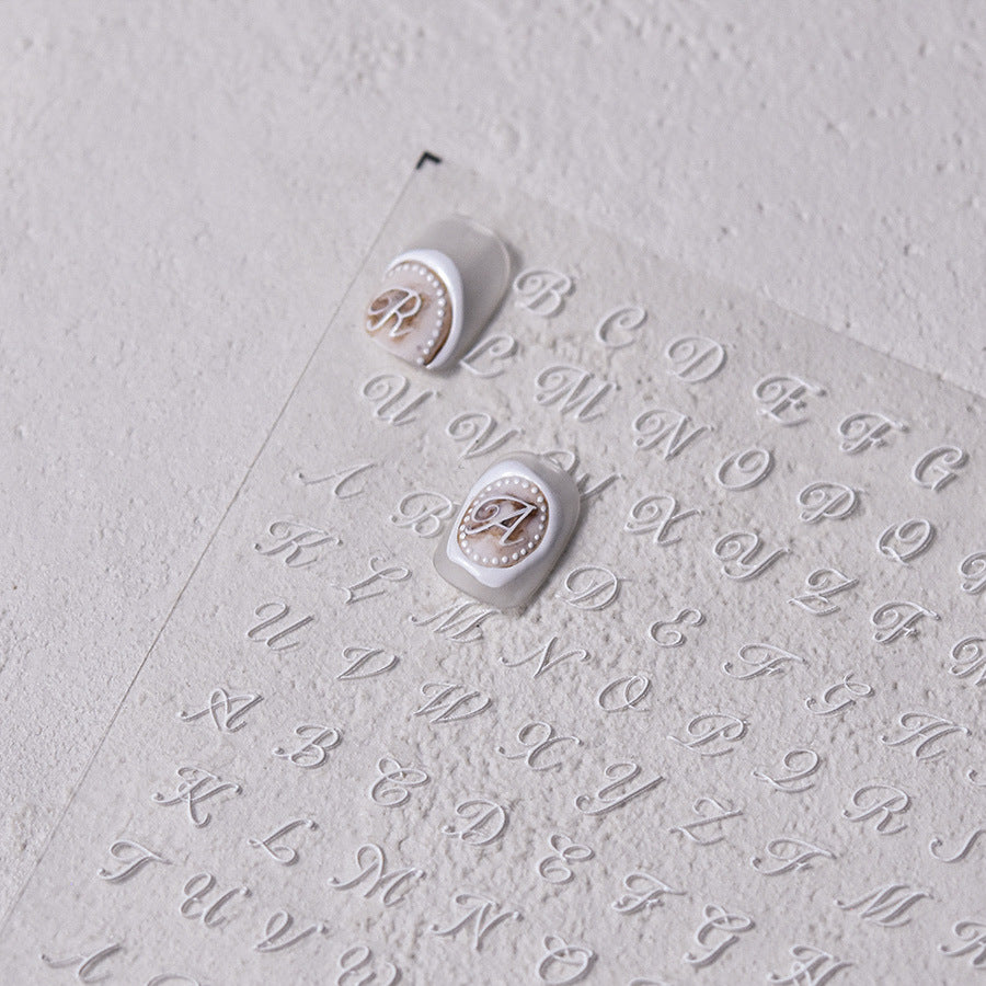 365nails: "white cursive alphabet" – Nail Art Stickers