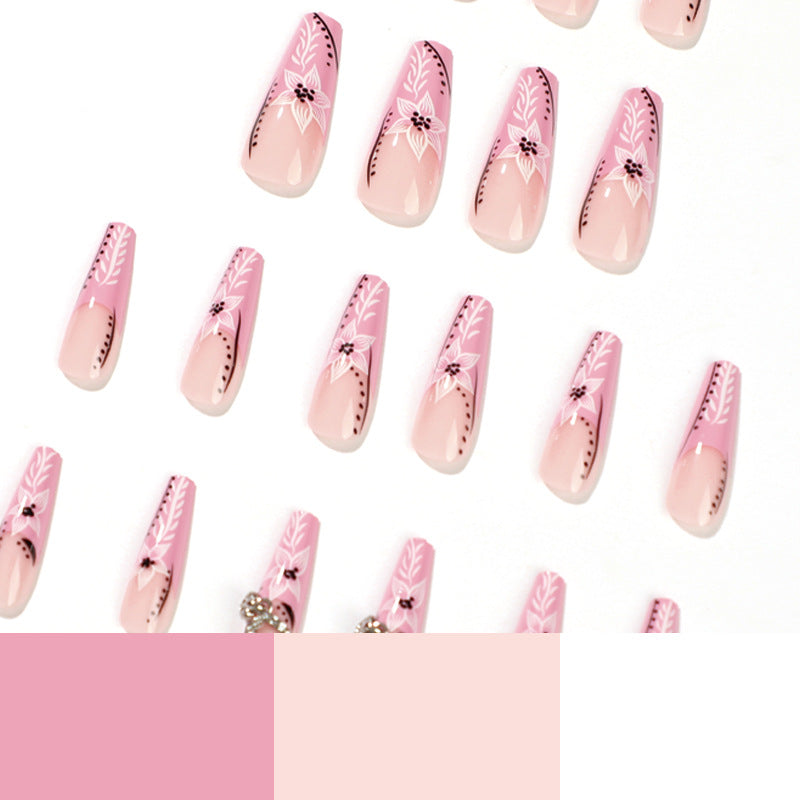 Art Wholesale French Pink Edge Mosaic Love Rhinestone  Art Advanced Long  Products｜365nails
