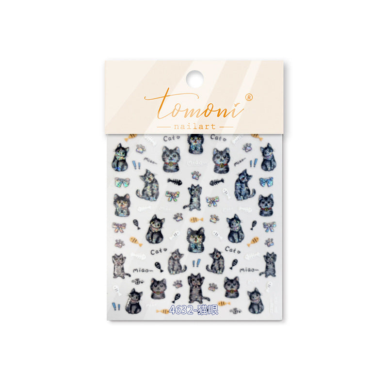 365nails: "Holographic Grey Cat" – nail art stickers