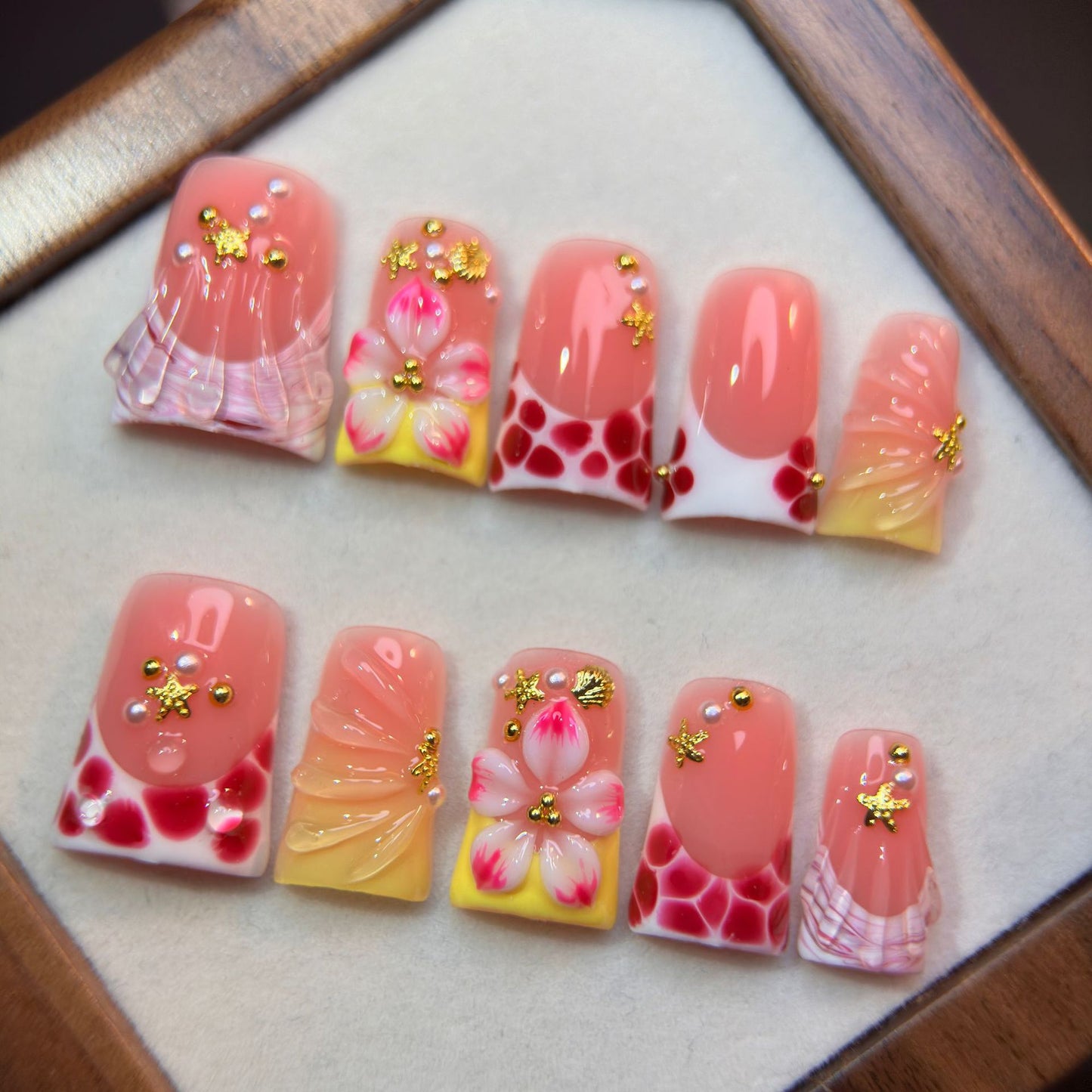 Autumn Blush Floral Duckbill Press On Nails