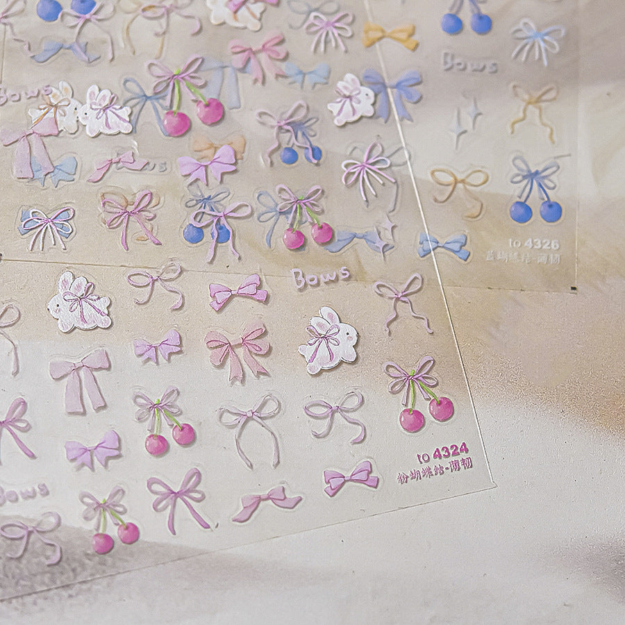 Pink Bow & Cherry: "Cherry Blossom" – 3D Nail Sticker