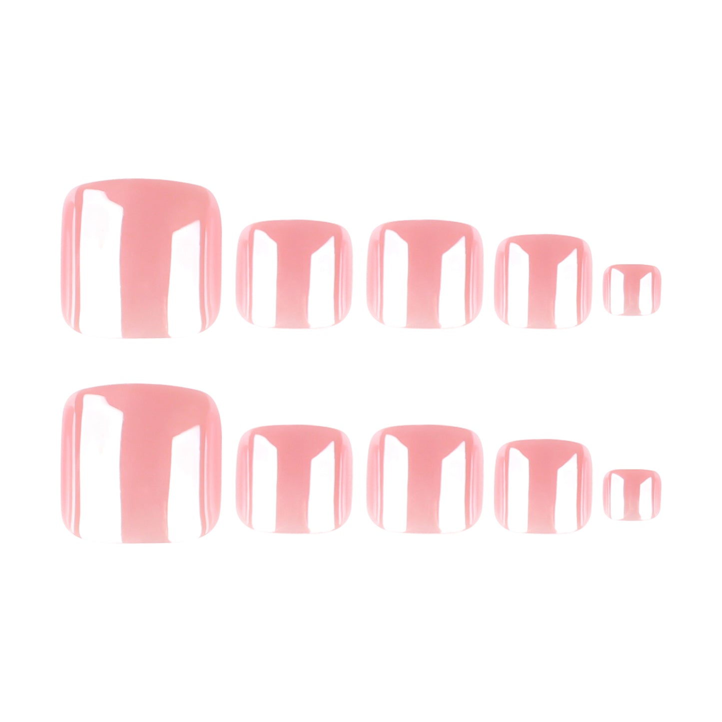 Nude pink pure color foot manicure wearable nails coated with sparkling foot nail pieces short square nails foot nail pieces