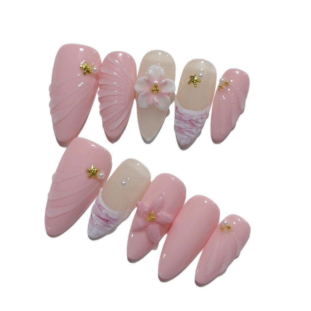 Sakura Whisper: "Pétala de Cerejeira" – Unhas Postiças Amêndoas