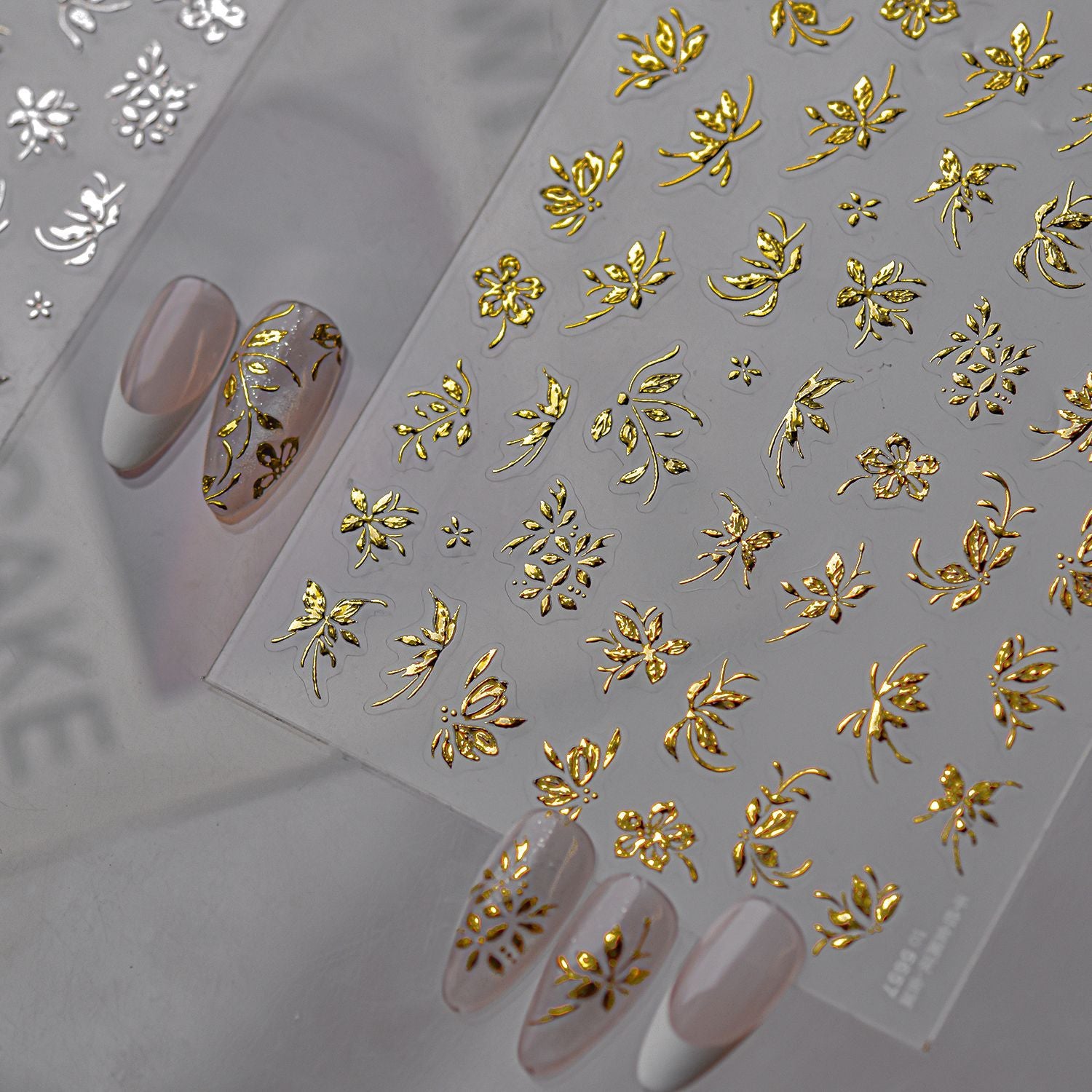 Gilded Floral Collection: "Vintage Gilded Orchid" – 3D Embossed Nail Sticker