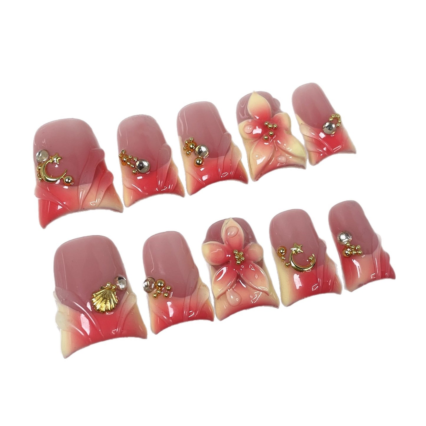 Coral Petal Seashell Series Press-On Nails