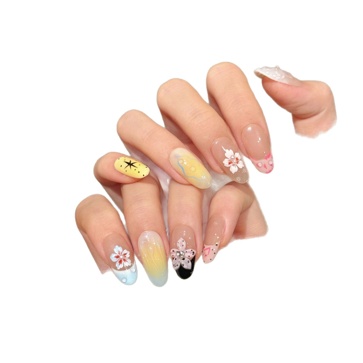 Pastel Floral Star Cute Spring Nails