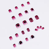 Uñas postizas con diseño de mariposa, fresa y lunares morados, prensa corta, acabado, lámina removible para uñas | 365nails