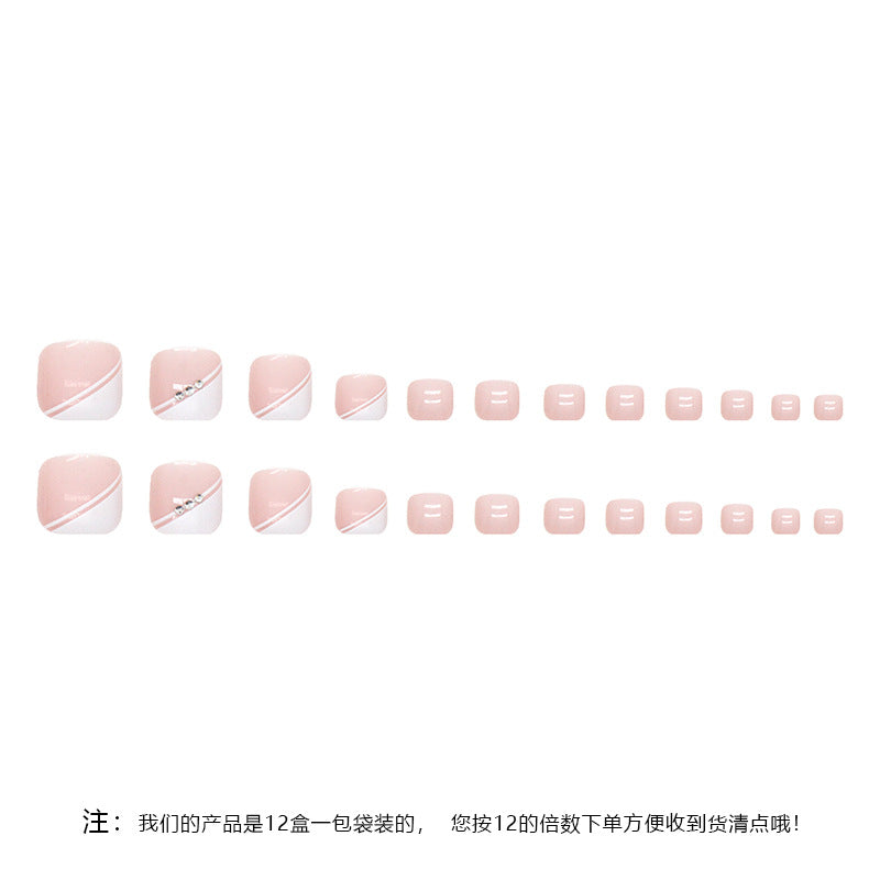 Modelo de uñas postizas francesas de triángulo biselado blanco, simples y puras, uñas postizas, caja de 24 piezas de arte de uñas.｜365nails