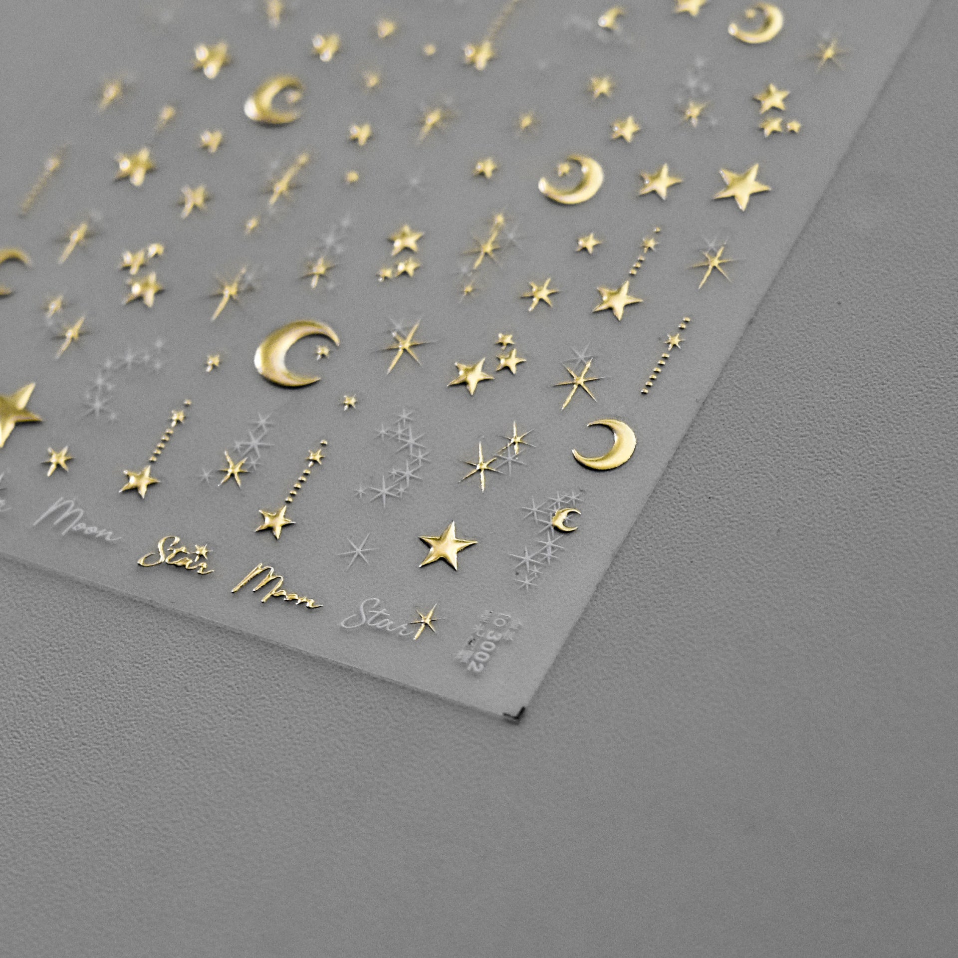 Star & Moon Collection: "New Gold Foil Star & Moon" – 3D Embossed Nail Sticker