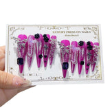 Purple Gothic Rose Crystal Statement Press On Nails