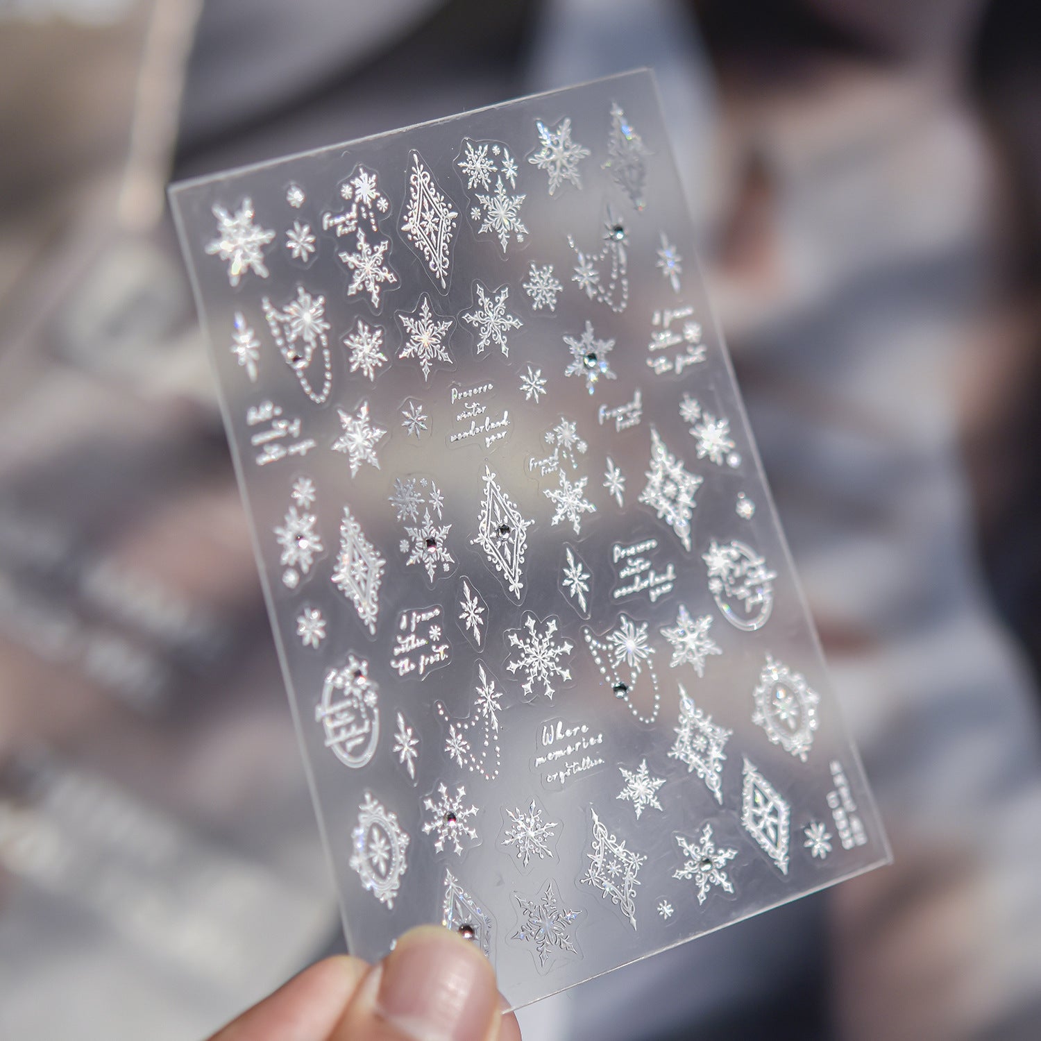 水晶雪花系列：「霜雪水晶」— 3D 水晶甲貼