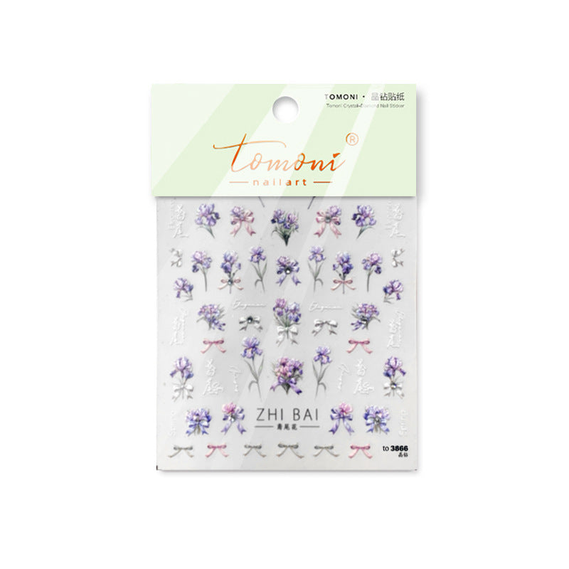 Iris Flower: "Purple Iris" – 3D Crystal Nail Sticker