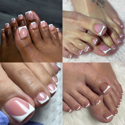 Nail Tips Press-on toenails French Short Foot Nail Nude Traceless Prefabricated Nail Art Detachable Finished Product Patch Fake Nail Film