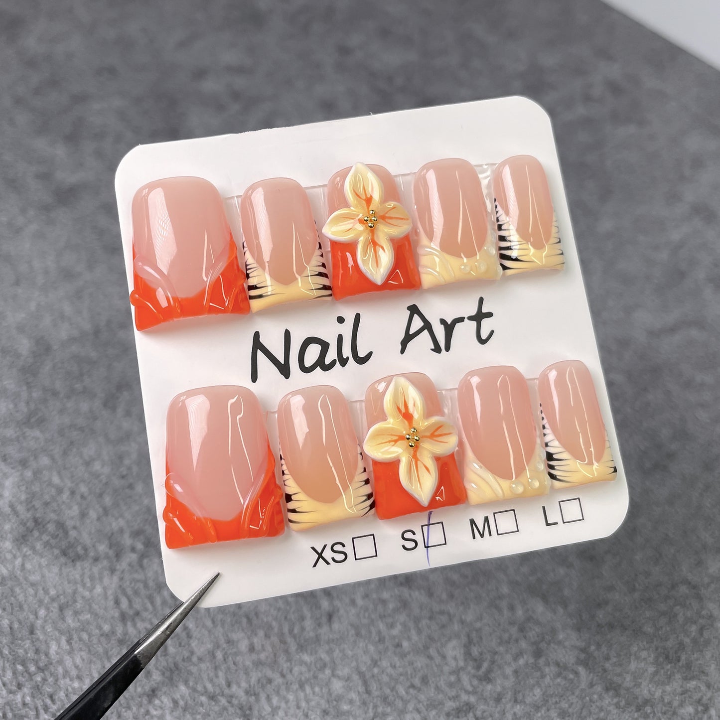 Unhas de bico de pato transparentes, arte de unha em relevo francês 3D, escultura tridimensional, unhas postiças doces e descoladas, unhas postiças puras feitas à mão｜365nails