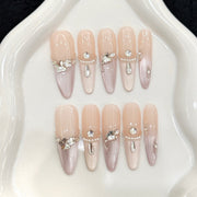 365nails: "문라잇 위스퍼" – 3D 크리스탈 & 진주 수제 스틸레토형 네일