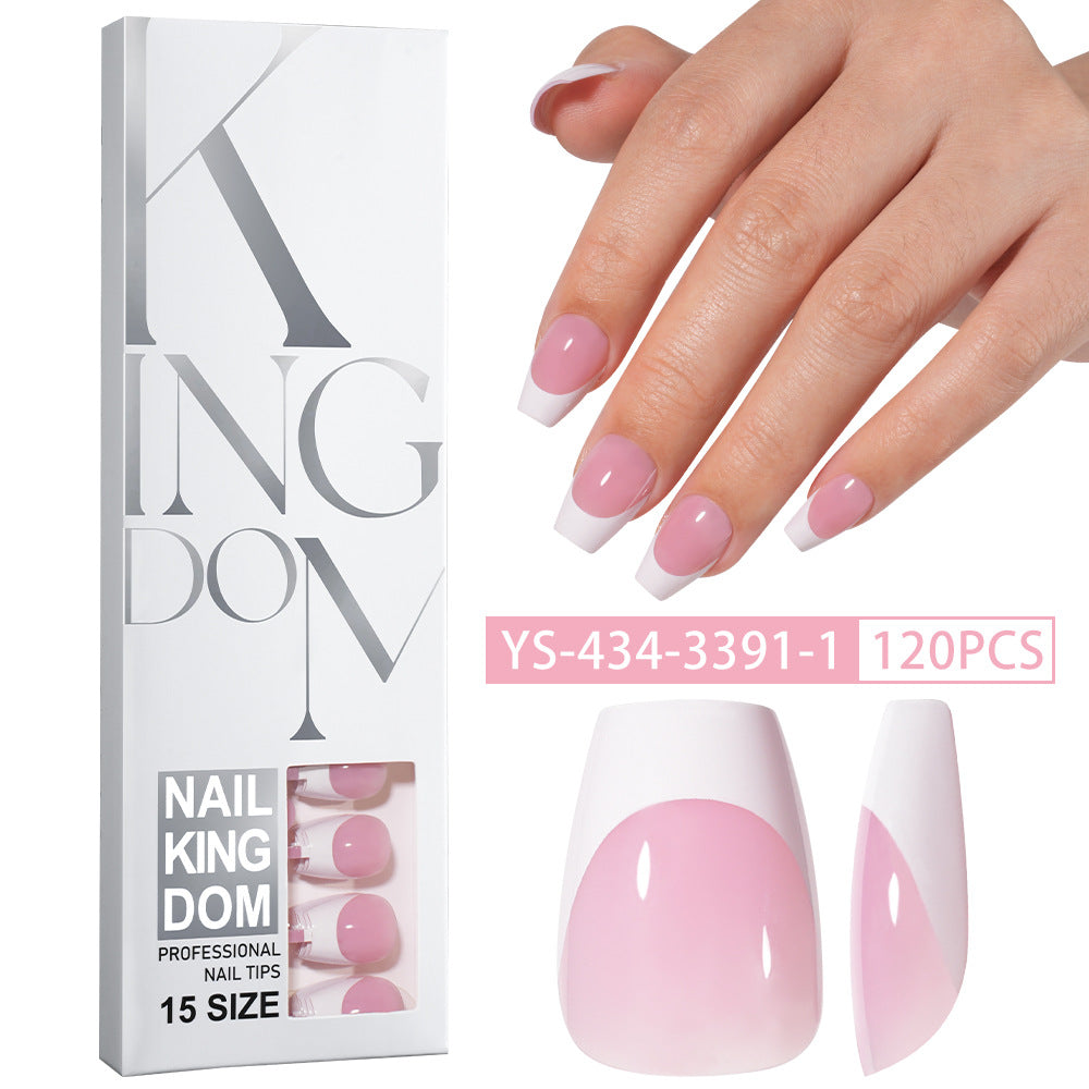 Hot-selling French-style armor, simple spray oil-shiny patch manicure removable trapezoidal nail piece 120 pieces in a box