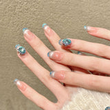Blue Sea Pearl Soft Gradient Nails
