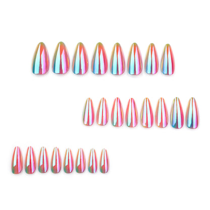Colorful coated wearable nail art short almond nail patch   hot-selling wearable nail wholesale｜365nails