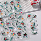 Original Christmas tree manicure sticker 5D relief three-dimensional happy Christmas elements DIY nail sticker HG model