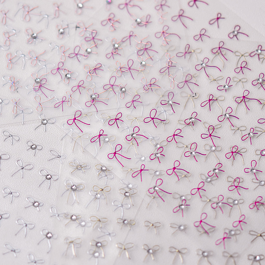 Holographic Bow: "Iridescent Pink Crystal" – 3D Nail Sticker