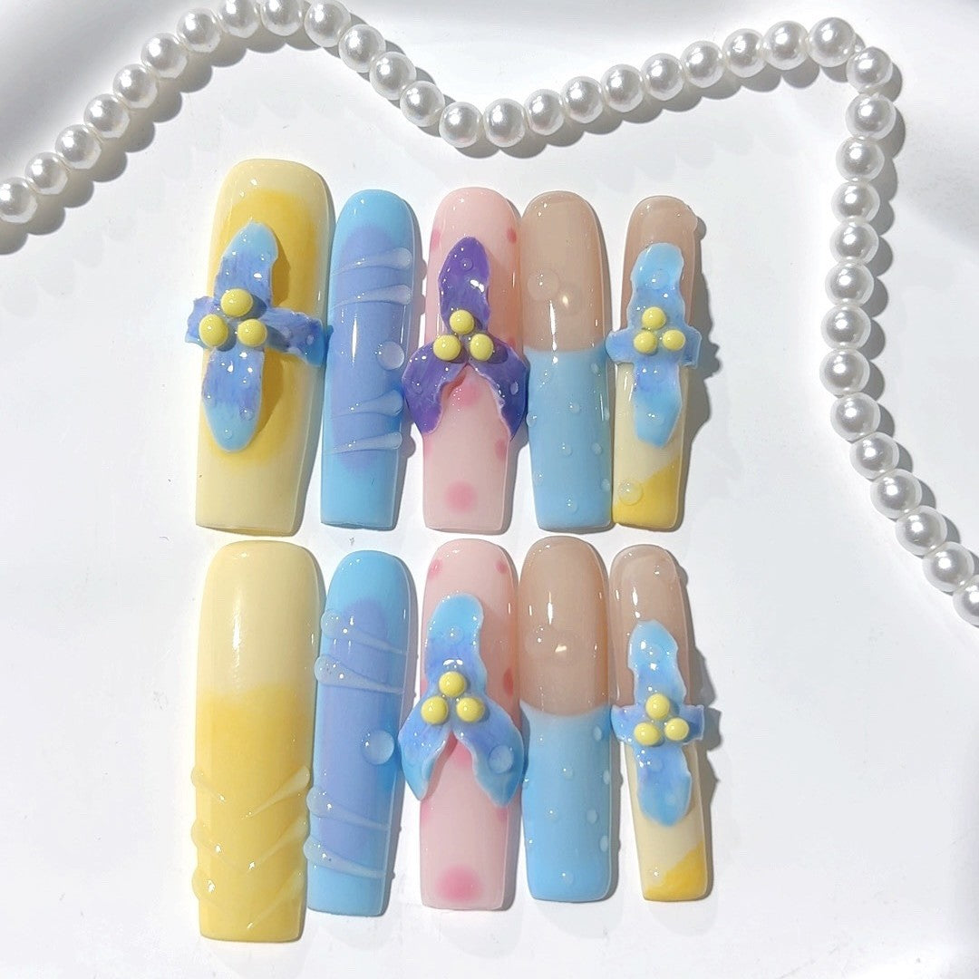 Pastel Dream Bow Sculpted Press On Nail Set