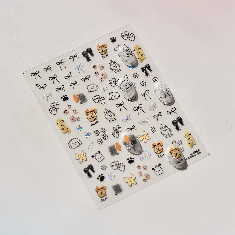 Sketch Pet Collection: "Cute Hologram Paws" – 3D Holographic Nail Sticker