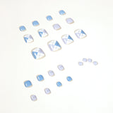 Morandi color blue and white wear nail art finished fake nail toenail patch nail patch removable nail piece｜365nails