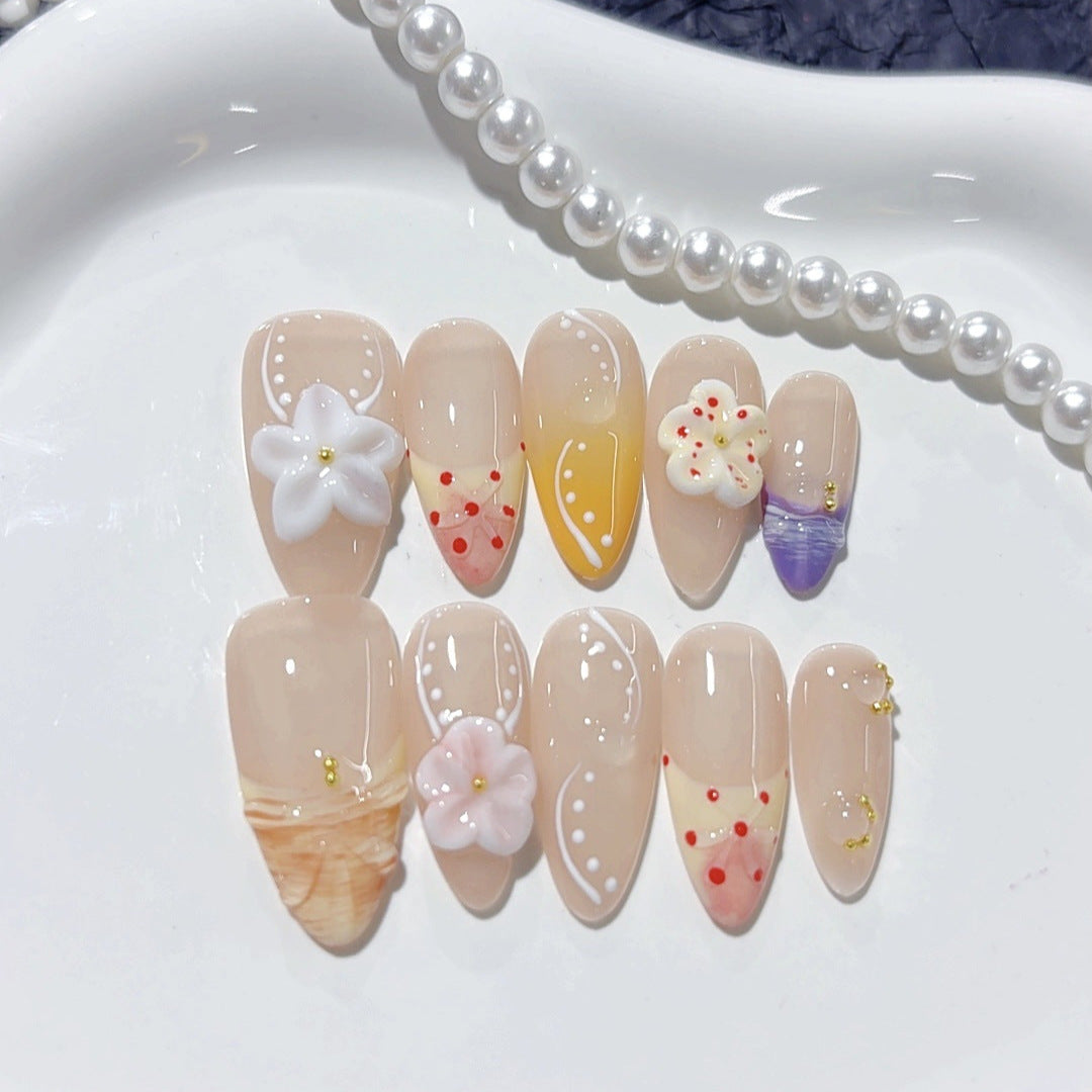 Pastel Garden: "Sussurro Florescente" – Unhas Postiças Longas Amendoada