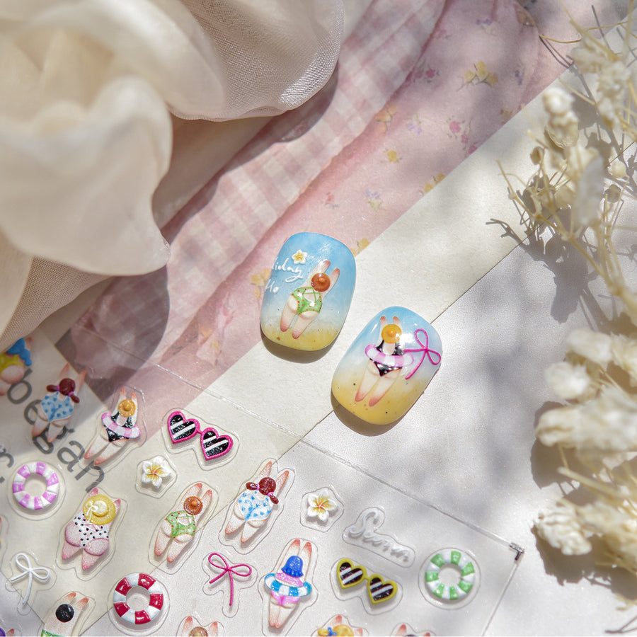 365nails: 썸머 비치 베이브 네일 아트 스티커