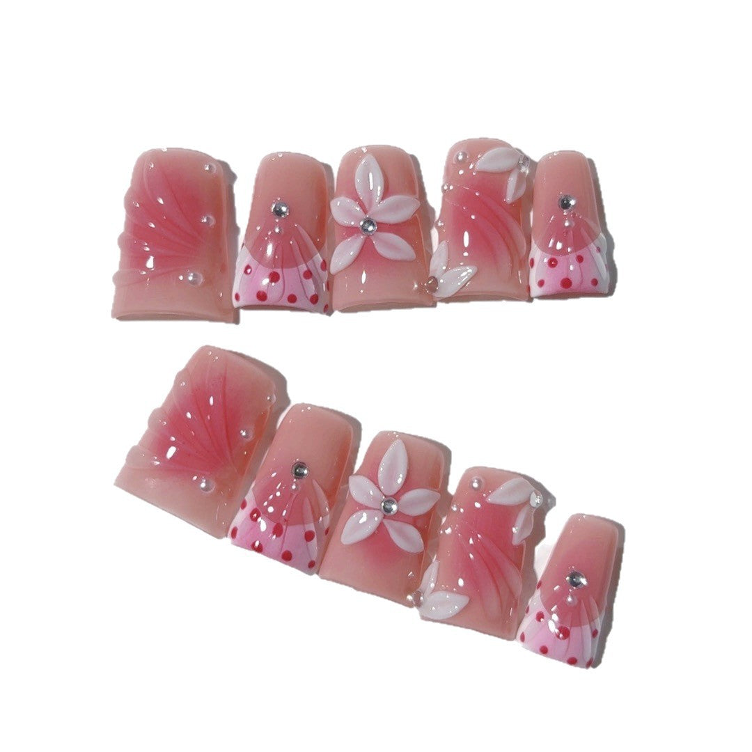 Sakura Blush: "Pink Petal" – Short Square Press-Ons
