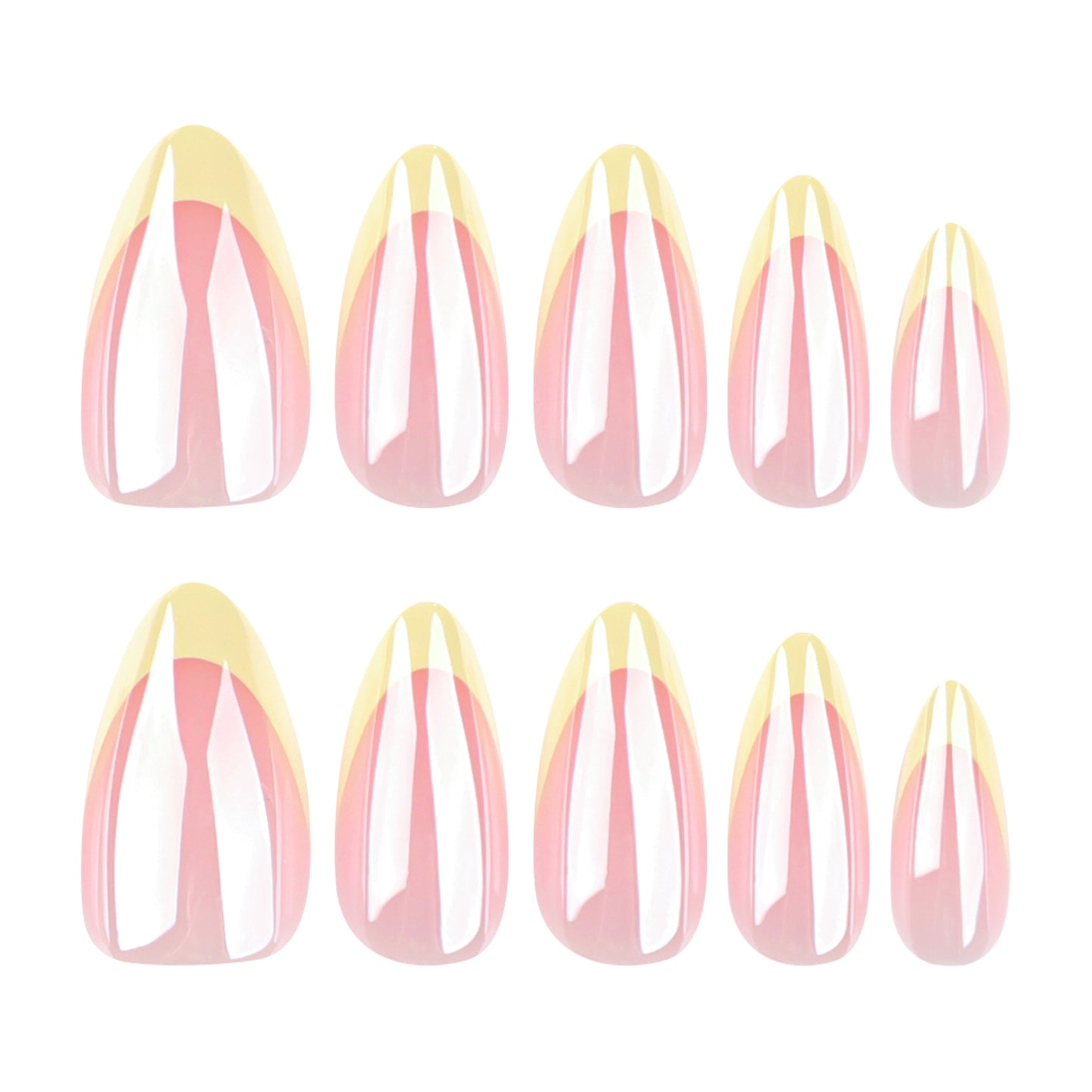 Naked powder coating simple wearing nail French yellow edge short almond manicure nail piece  hot-selling nail piece wholesale｜365nails