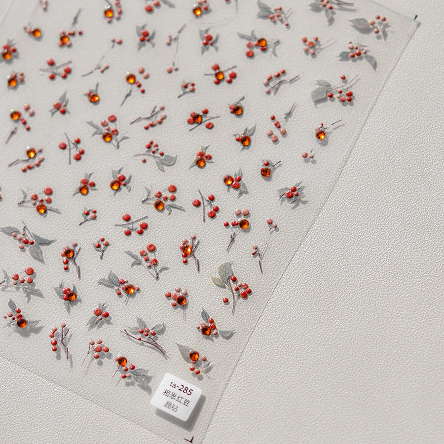 365nails: "Red Berry Branch" – nail art stickers