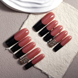 Black Tip Nude Crystal Accent Press On Nails
