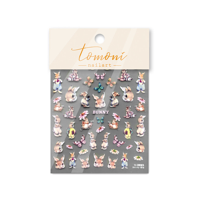 365nails: "Watercolor Bunny Rabbit Daisy" – nail art stickers