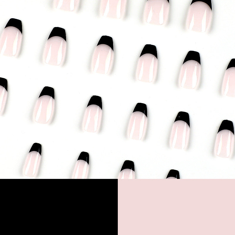 Wear nail piece black French short ballet wear nail short wholesale fake nail press on nails｜365nails