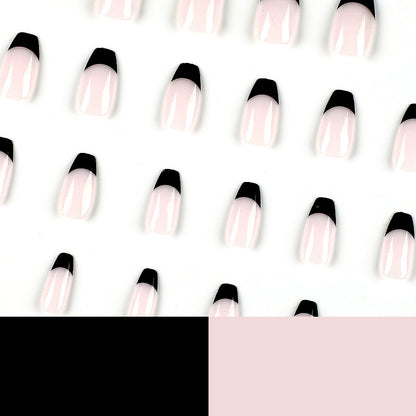 Wear nail piece black French short ballet wear nail short wholesale fake nail press on nails｜365nails
