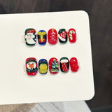 Festive Christmas Cartoon Press On Nails