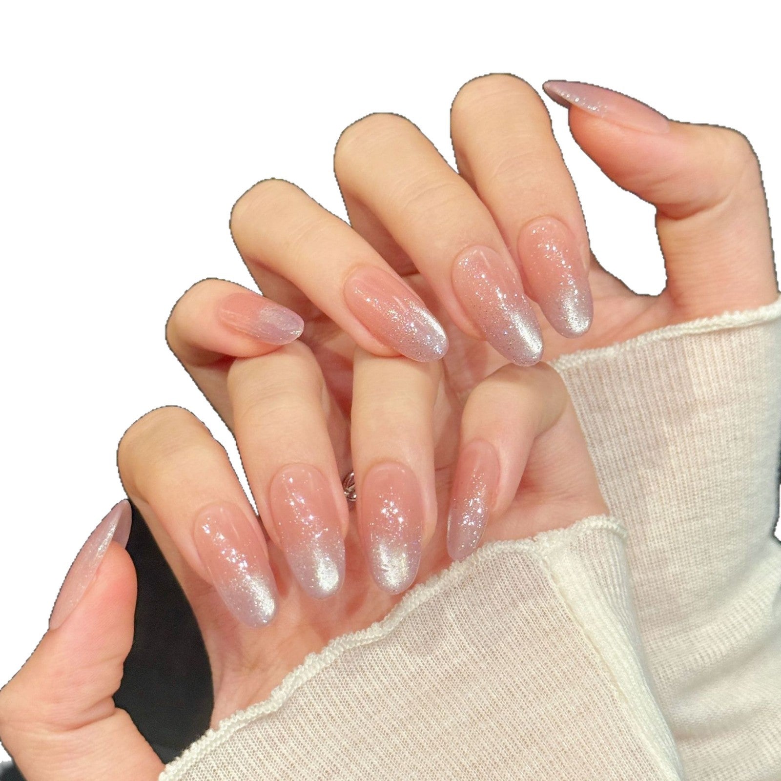 Sheer Pink Ombré Glitter Dust Simple Aesthetic Press-On Nails