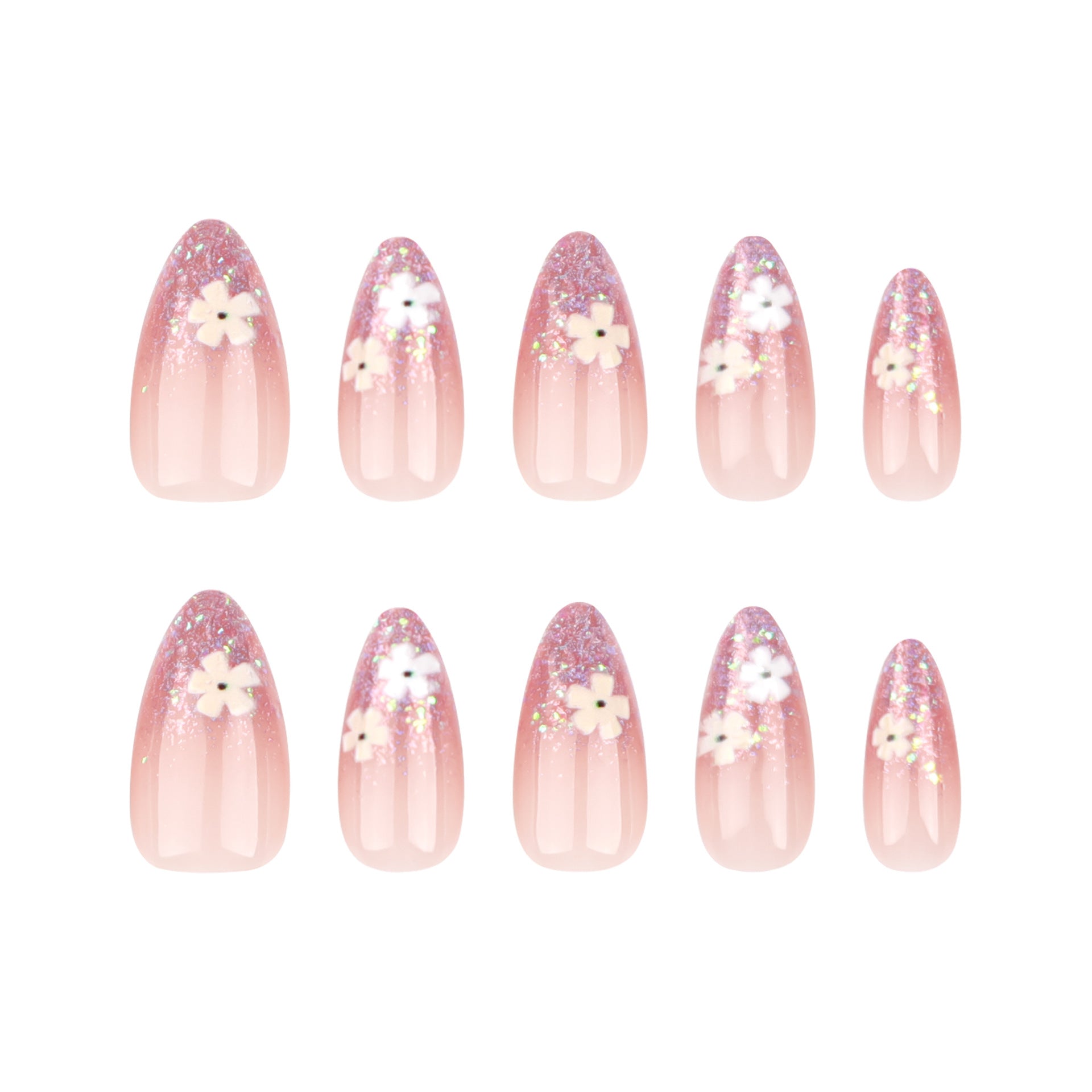 Parche de uñas para usar en uñas de verano, arte de uñas francés con flores y purpurina, uñas postizas, nuevo parche de uñas desmontable, venta al por mayor | 365nails