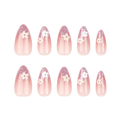 Parche de uñas para usar en uñas de verano, arte de uñas francés con flores y purpurina, uñas postizas, nuevo parche de uñas desmontable, venta al por mayor | 365nails