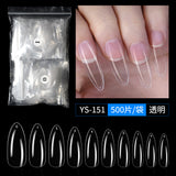 Nail Tips Nail piece full size XL 500 pieces boxed natural light and transparent full sticker almond nail patch fake nail patch manicure