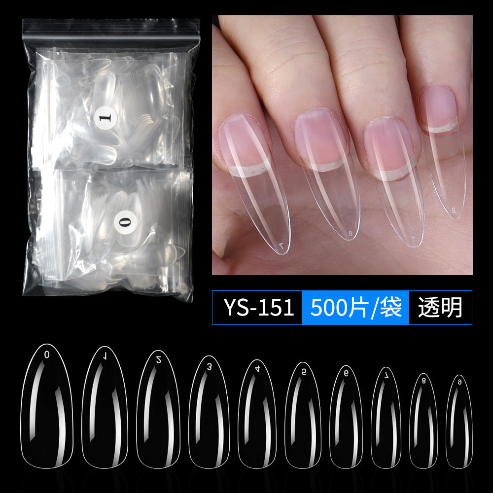Nail Tips Nail piece full size XL 500 pieces boxed natural light and transparent full sticker almond nail patch fake nail patch manicure