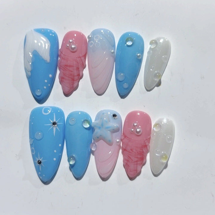 Candy Galaxy: "Starry Bubblegum" – Unhas Postiças Amendoada
