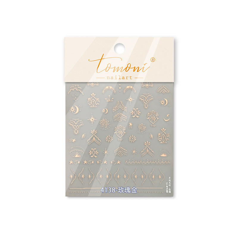 Rose Gold Sacred Symbols: "Mystic Boho Charm" – 5D Embossed Nail Sticker