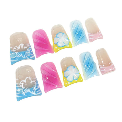 Duck bill nail sweet and cute three-dimensional engraved ice-transparent blush nail hand-painted French handmade press on nails｜365nails